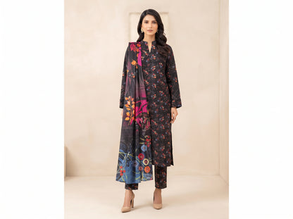 Elegant Black Printed 3-Piece Women’s Suit – Floral  HM Collection
