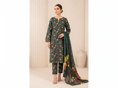 Elegant Green Floral 3-Piece Suit – Premium Lawn Collection